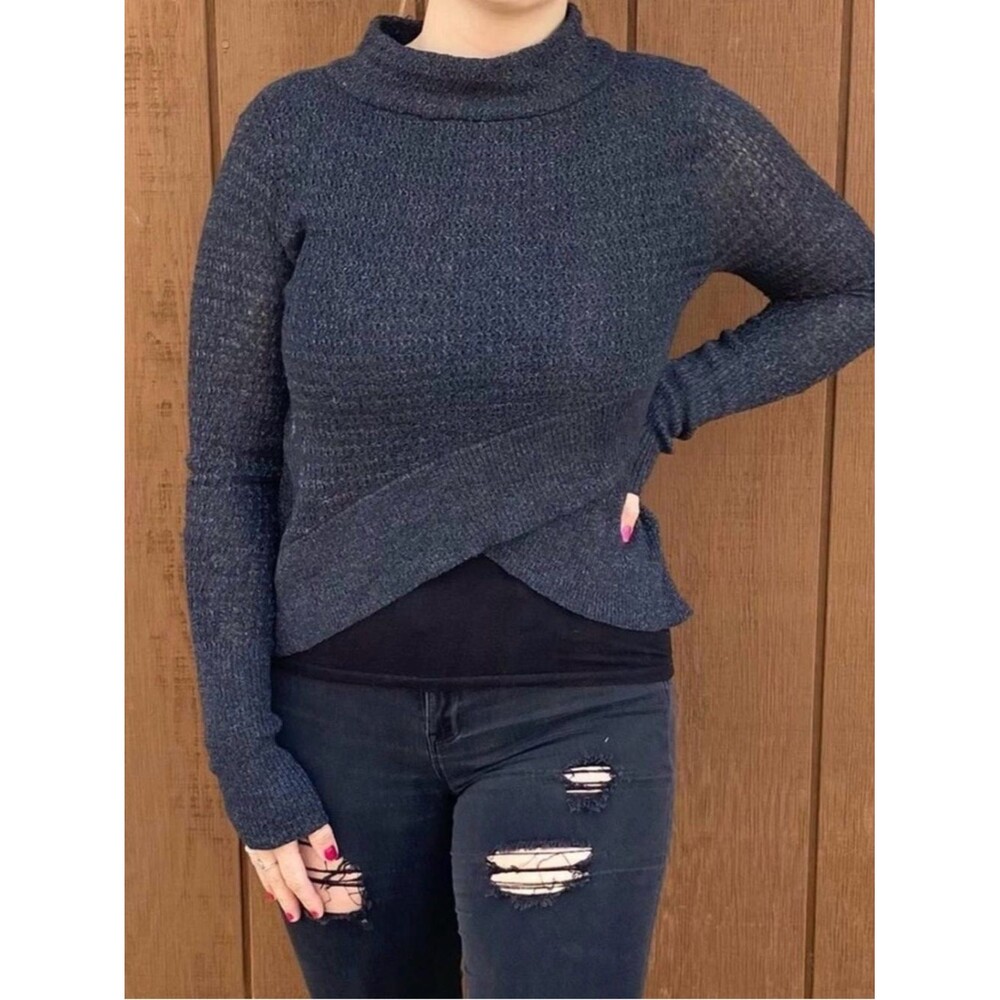 Free People Textured Faux Wrap Knit Sweater- S